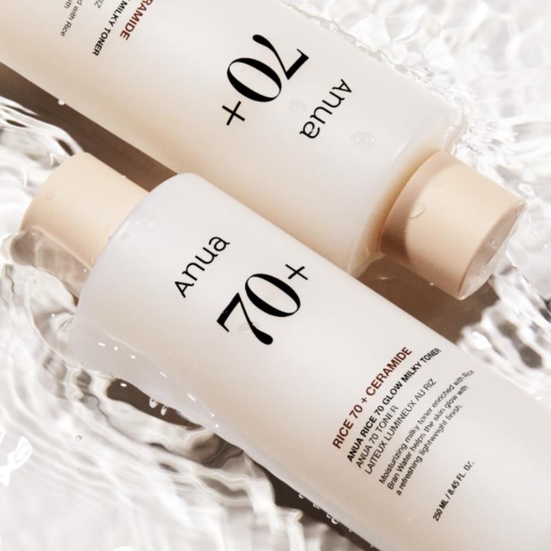 Anua Rice 70 Glow Milky Toner (250ml) | 70% Rice Bran Water & Niacinamide | Korean Rice Water Toner | Hydrating & Brightening Daily Toner