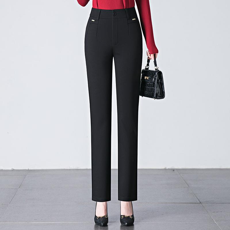 Saidel Women's Plus Size Straight-Leg Casual Pants - Slimming Baguette Style for Spring & Autumn 2025