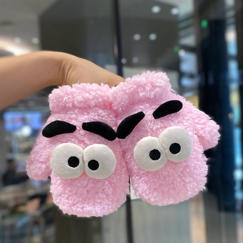 

Детские перчатки зимние теплые всеохватывающие пальцы на шнурке через шею с напуском утолщенные ветрозащитные и морозостойкие для мальчиков и девочек девочки сумка палец One size темно-розовый