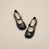 Spring new fashion square head flat-soled single shoes femininity shallow mouth one-word buckle Mary Jane shoes