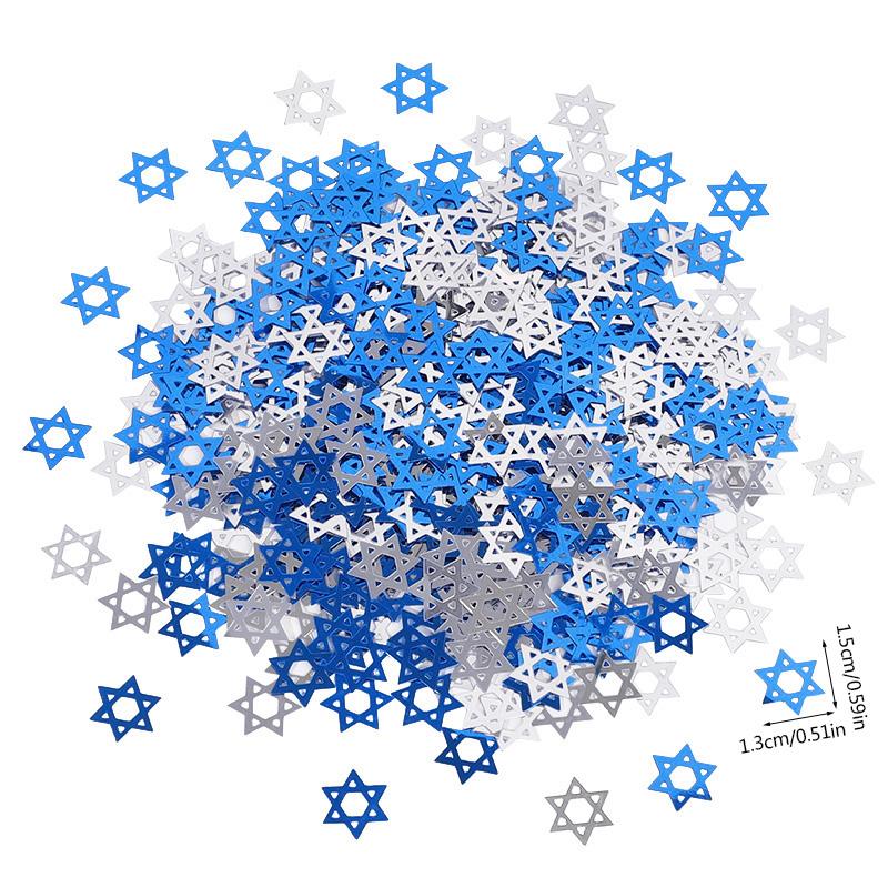 450pcs/bag Hanukkah Theme Star Confetti for Chanukah Party Home Table Decoration Supplies Wedding Birthday Party DIY Gift Crafts