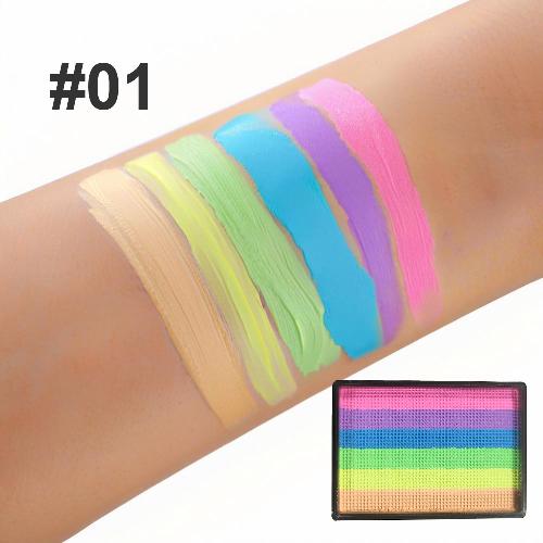 Palette di Colori Arcobaleno a Base d'Acqua per il Viso Pittura Corporea Lavabile Strisce di Colore per Pittura Facciale Festival Cosplay Trucco Regalo