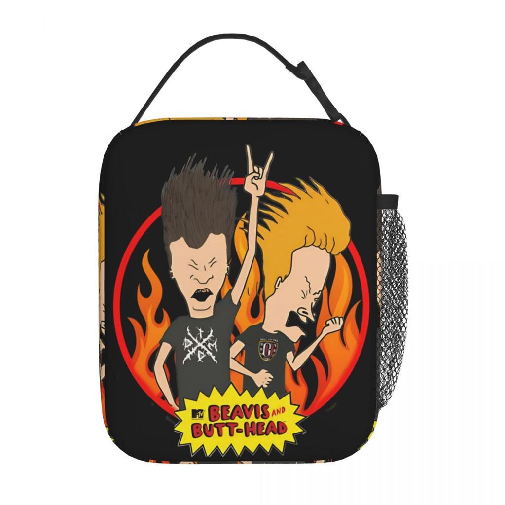 CartoonBeavis And Butthead Insulated Lunch Bags Large Reusable Thermal Bag Tote Lunch Box Beach Travel Girl Boy