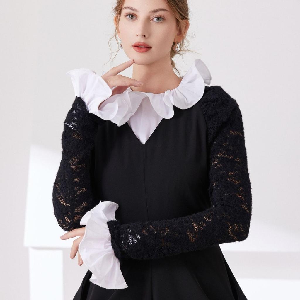 Set med falsk krage och falska ärmslut för damers halvskjorta blus damer falsk krage avslappnad mångsidig dekor