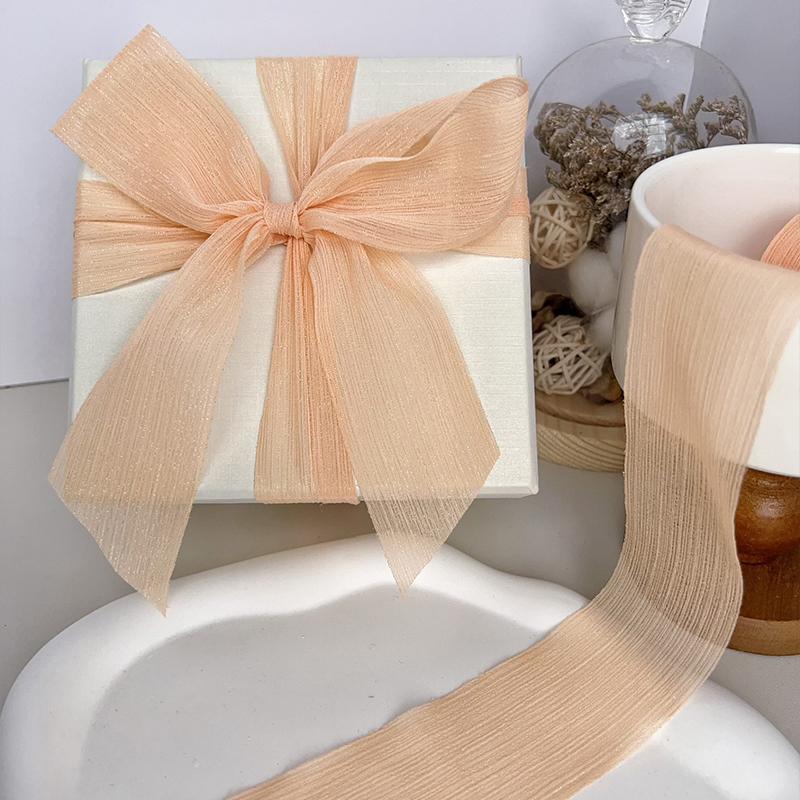 1PC Silver Glitter Ribbon Sparkling Organza Ribbon Ribbon Bow Wedding Cards & Invitations