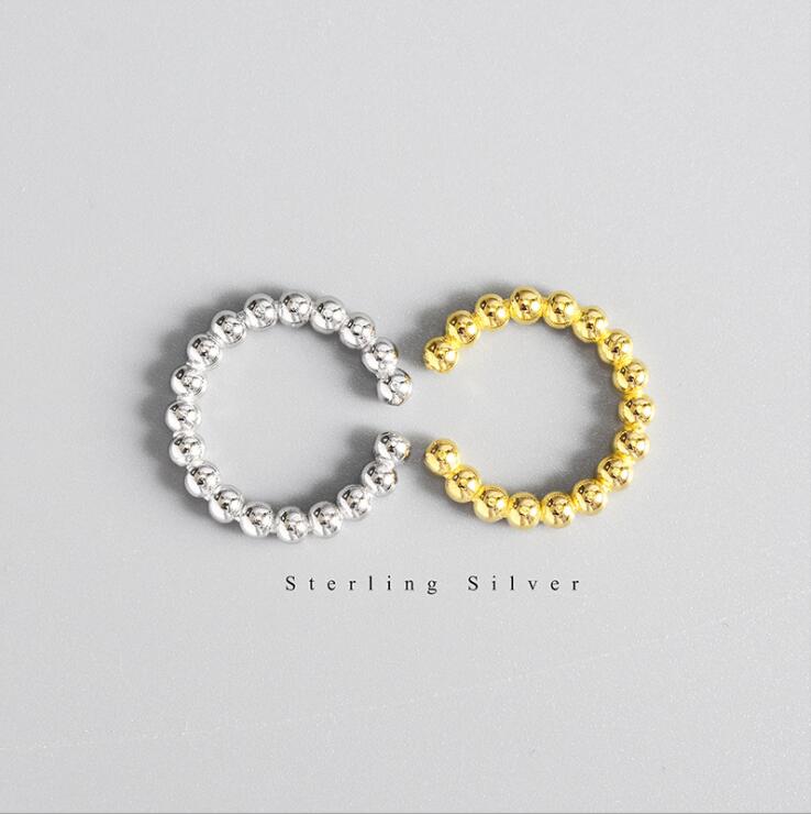 New Simple Small Fresh Light Bead Female 925 Sterling Silver Jewelry Personality Sweet Round Bead Popular Opening Rings TYB465