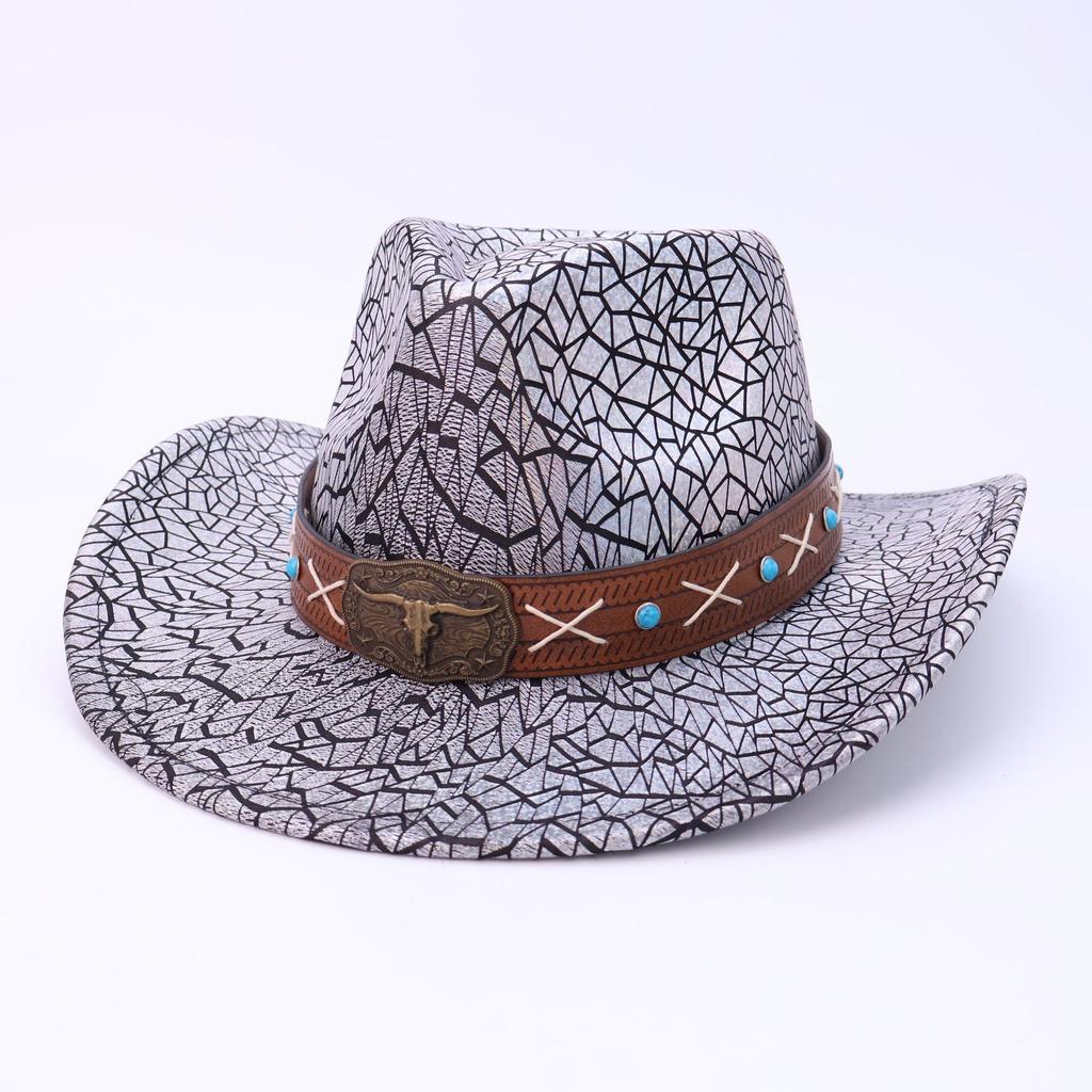 Retro Bull Head Western Cowboy Hat Men's and Women's British Style High-end Jazz Hat European and American Fashion Top Hat