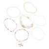 7Pcs Fashion Bohemian Shell and Starfish Beaded Bracelets Unique Bangles for Summer Elegant Beach Vacation Jewelry