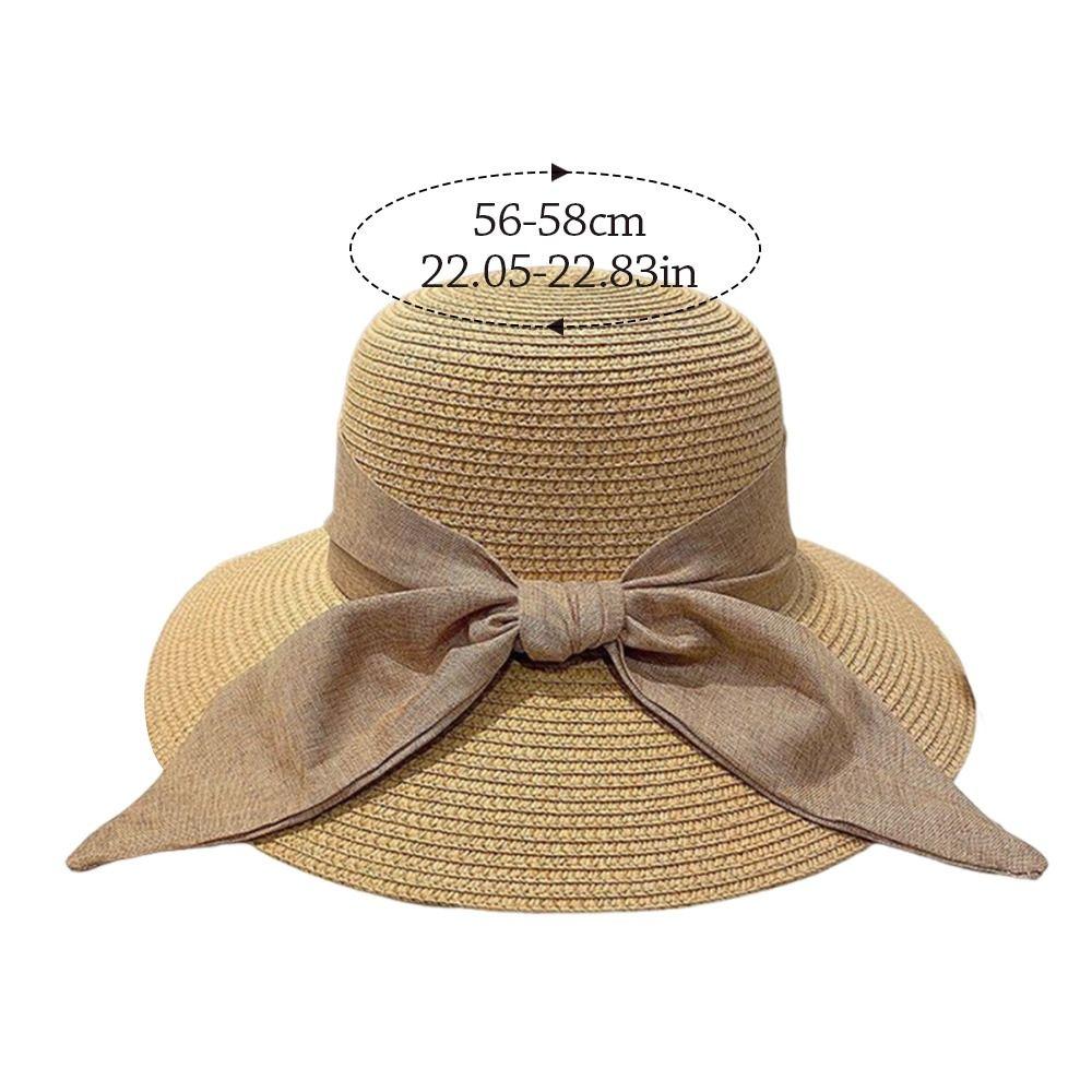 Schleifen-Strandkappe Atmungsaktiver Strohhut Modischer Sommer-Sonnenhut für Damen