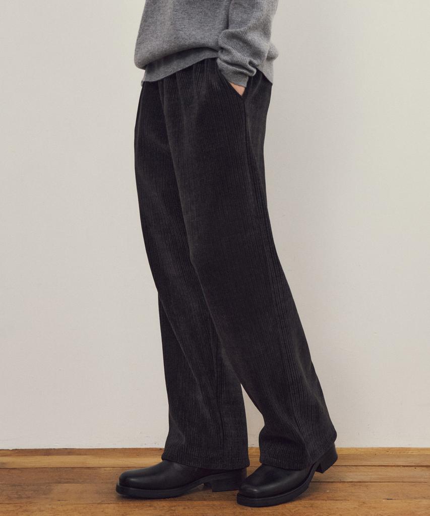 Wednesday Oasis Flannel Fleece Corduroy Pants_Black