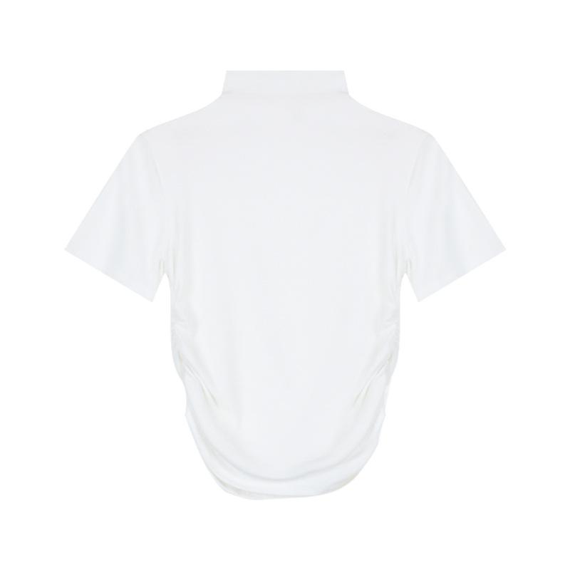 Short Slim Half-high Neck Inner Bottom Shirt for Women's Summer Hot Girl Design Slim Short-sleeved T-shirt Top