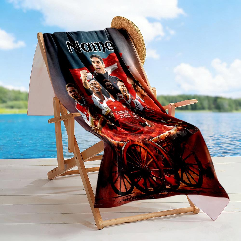 Football Team Celebration Customize Your Name Beach Towel Quick-Dry Soft Microfiber Suitable for Swimming Gym Camping Yoga Vacation