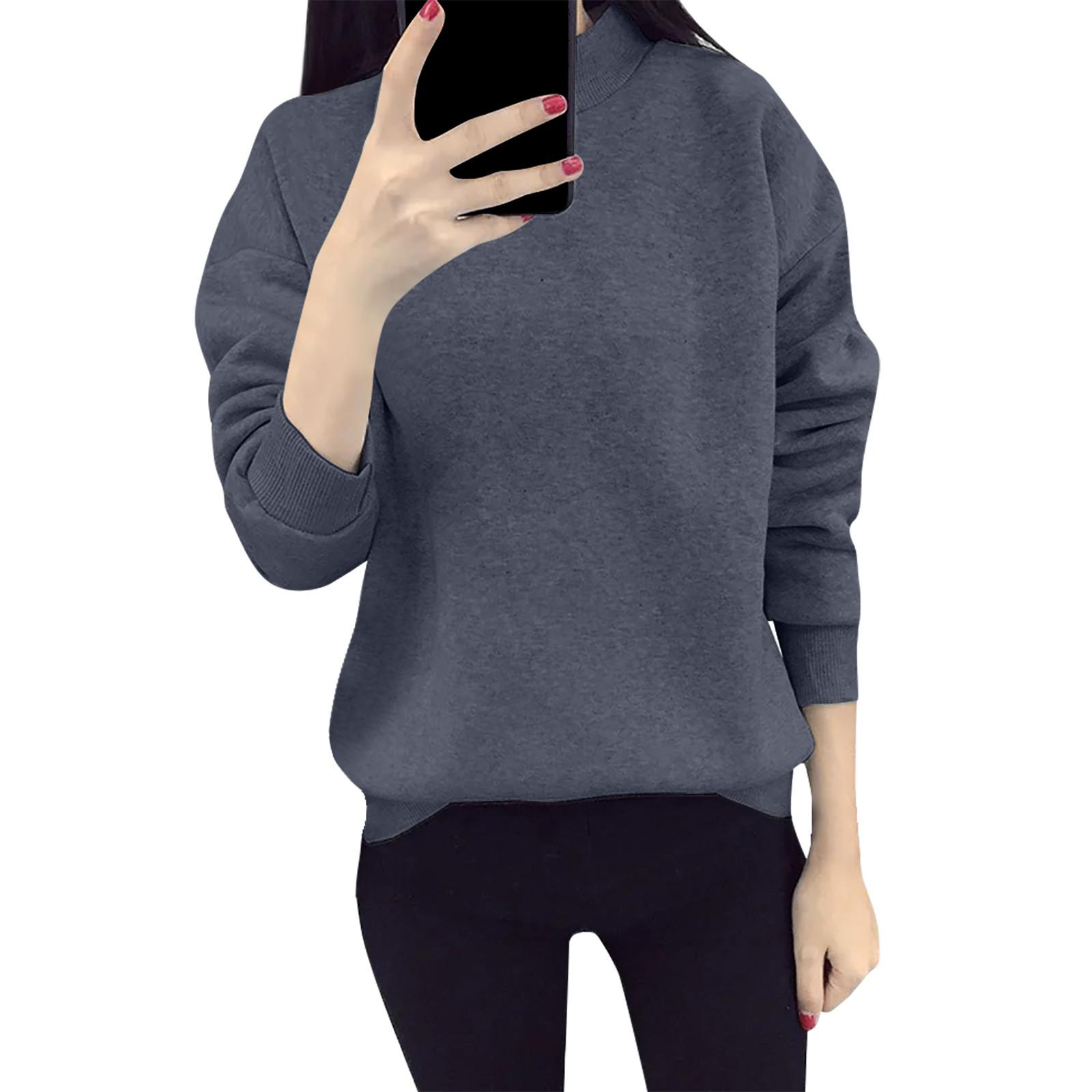 

Женские толстовки, повседневные однотонные топы с длинными рукавами и круглым вырезом, праздничные топы, спортивный пуловер XXXL