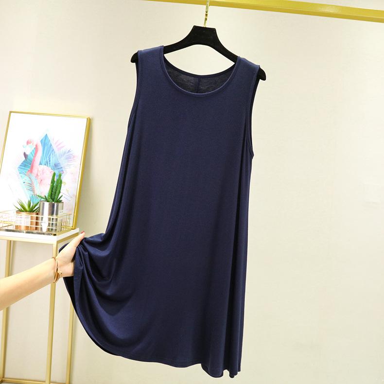 Plus Size Summer Modal Maternity Sleeveless Mid-Length Swing Dress