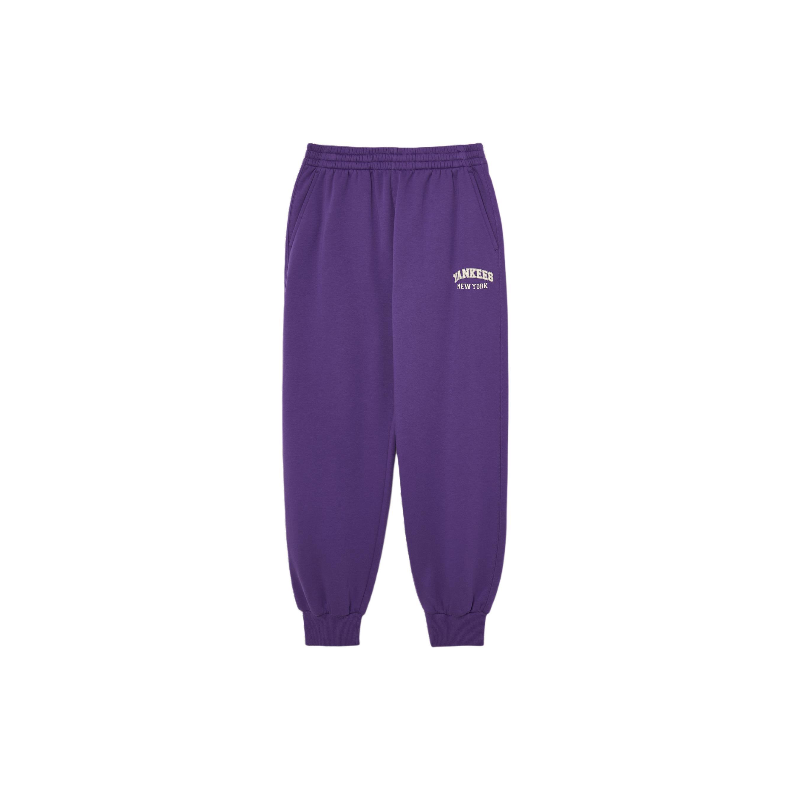 MLB Casual Pants Unisex Purple Thickened Cuffed Pants 3APTV0236-50VOS S