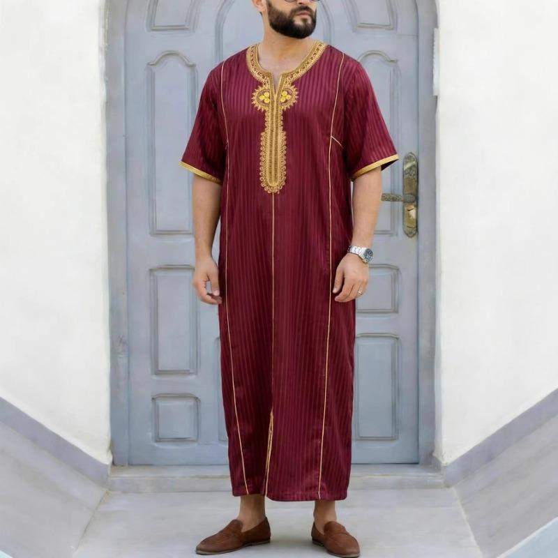 Men S Long Sleeve Embroidered Robe Style Festival Dress Shirt