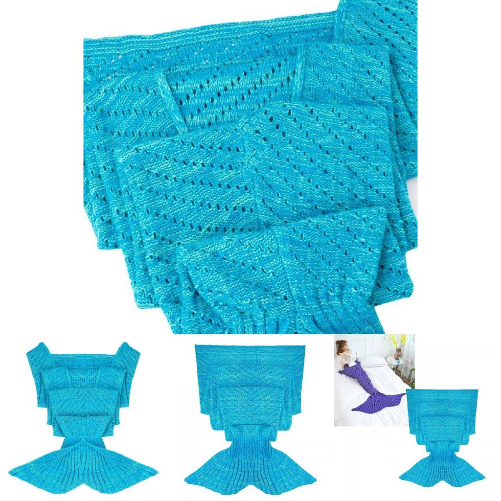 Kids Mermaid Tail Blanket With Pure Color Design And Acrylic Material For Cozy Comfort