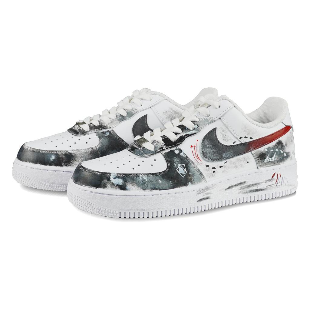 Nike Air Force 1 Slip Resistant Abrasion Resistant Low top Skateboard Shoes Unisex White Black CW2288-111(Team41-S-BOX)
