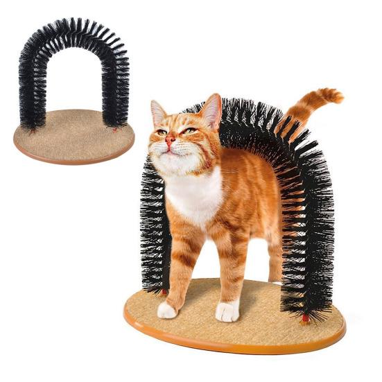 Cat Self-Grooming Toy Arch Grooming Brush with Heavy Scratching Pad Cat Scratcher And Body Massager