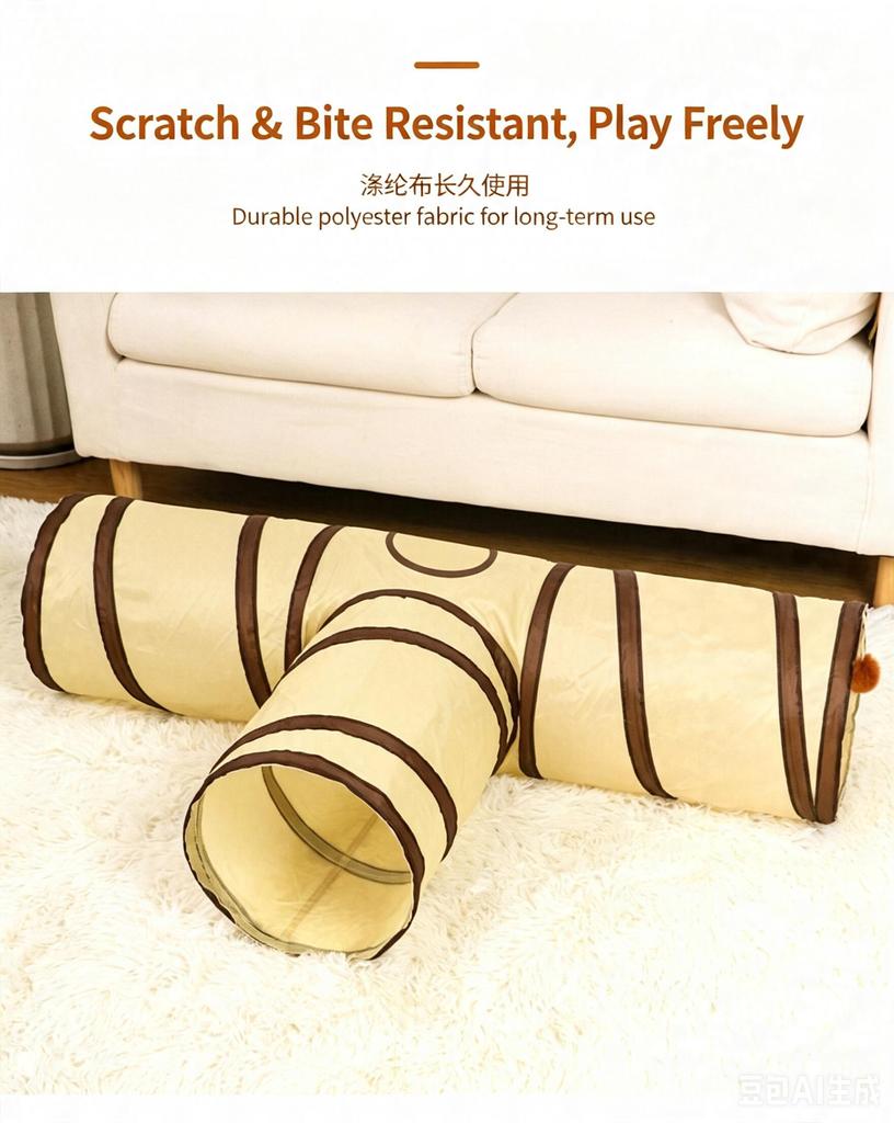Cat Tunnel Tube Interactive Play Hide & Seek Maze Crate Toy for Cats