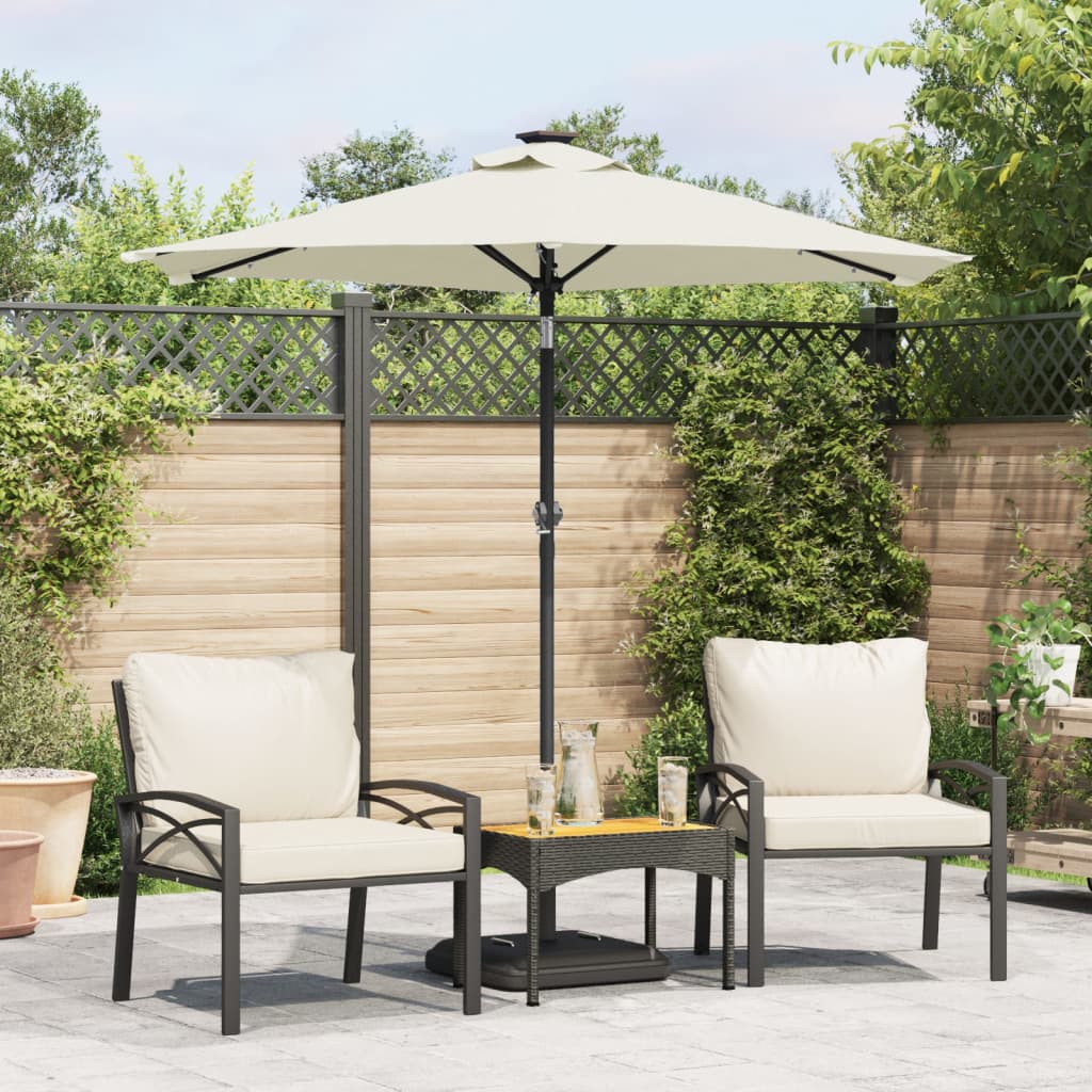 LED Sun Umbrella with Steel Pole White 225 x 225 x 212 cm