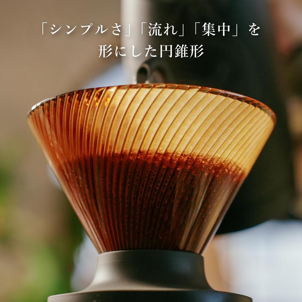 Hario V60 Dripper NEO voor 1-4 Kopjes Tritan Hars Spiraalvormige Ribben Amber Kleur Gemaakt in Japan VDN-02-AB