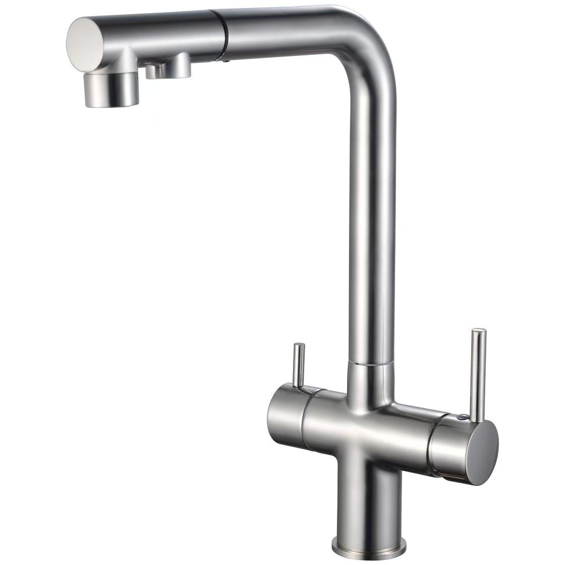

3-in-1 Kitchen Faucet: Dual Control for Hot/Cold Water & Veggie Washing, Rotating Single Hole Design Alloy Body