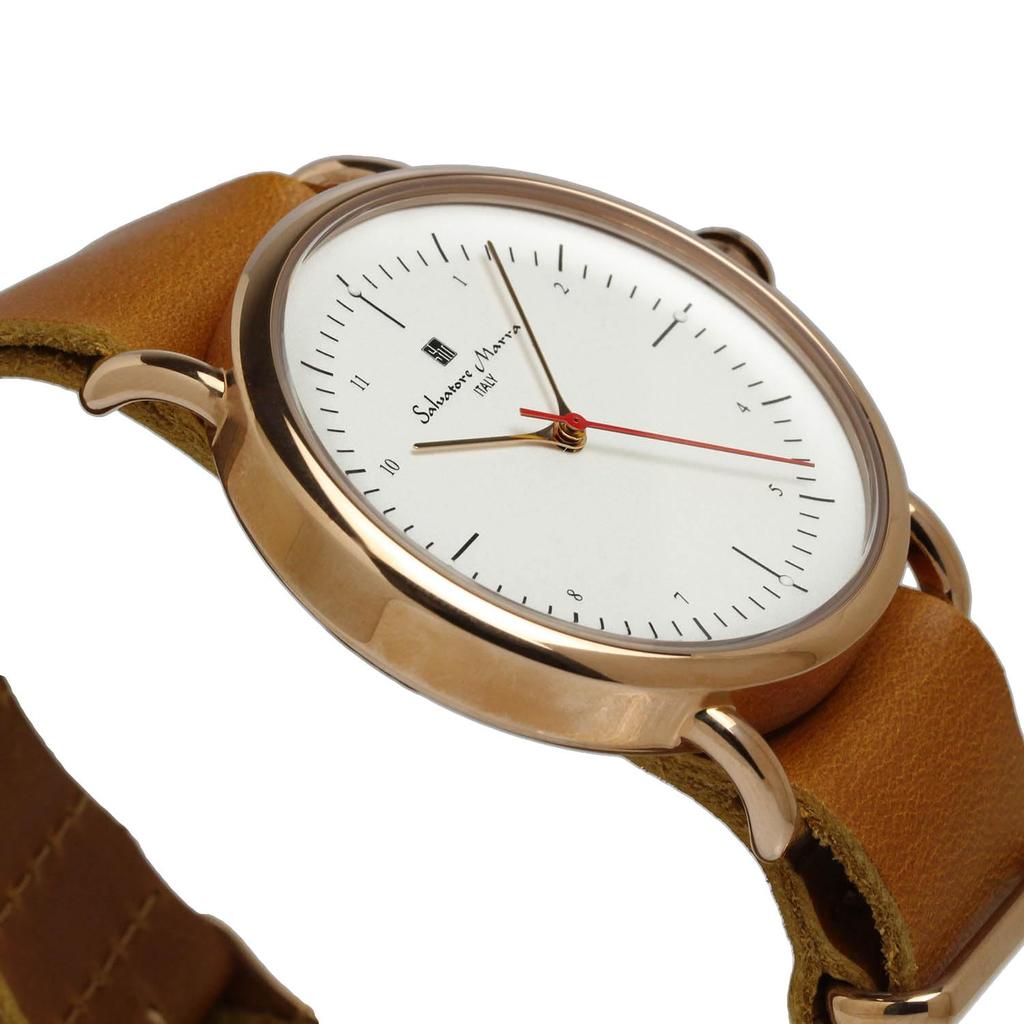 Salvatore Marra and Leather Strap Popular and Men's Women's Watch, Simple, SM22104-PGWH