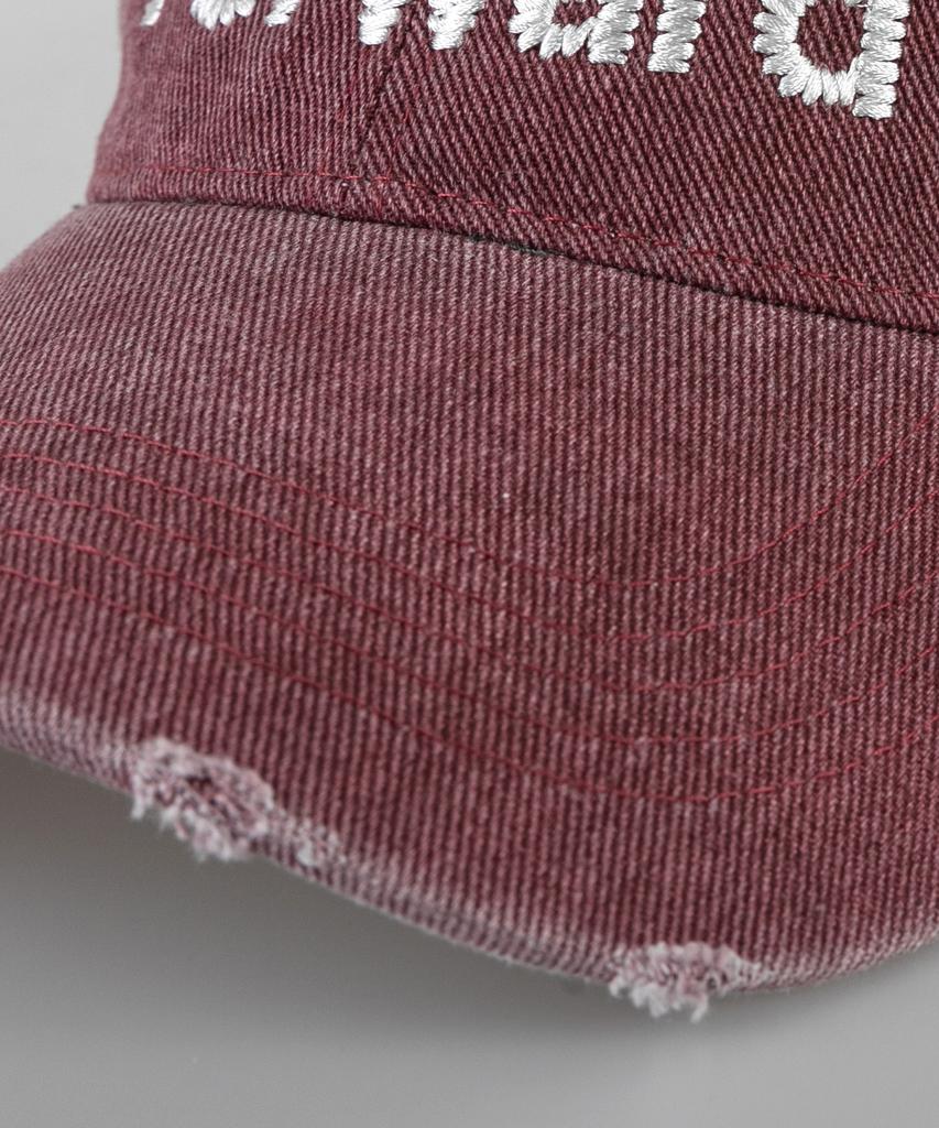 Wig Move Forward Damaged Ball Cap - Burgundy