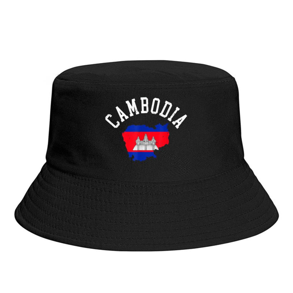 Bucket Hats Cambodia EST Phnom Penh Emblem Flag Sun Shade Cool Outdoor Summer FisherUnisex Caps Fishing Hat