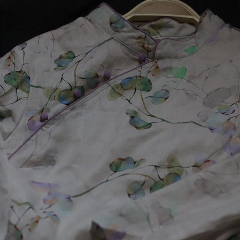 Johnature Woman Spring Fashion Casual Print Chinese Style Dress Retro Half Sleeve Niche Vintage Dress