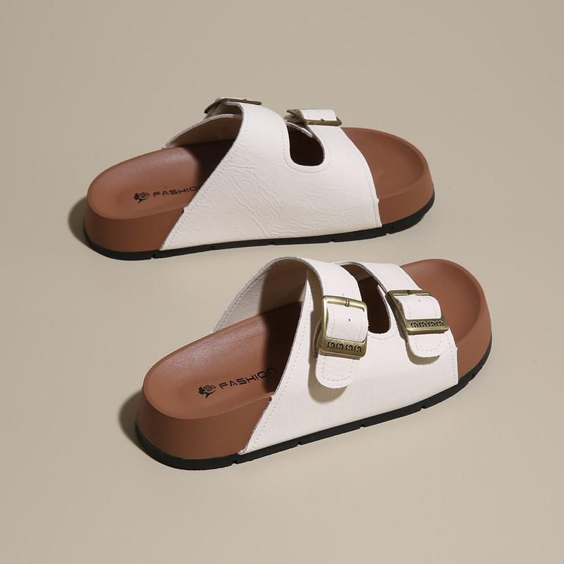 Classic Cork Sandals For Women Men Fashion Soft Thick Sole Cork Slippers Summer Beach Sandals Home Open Toe Flat Sandals