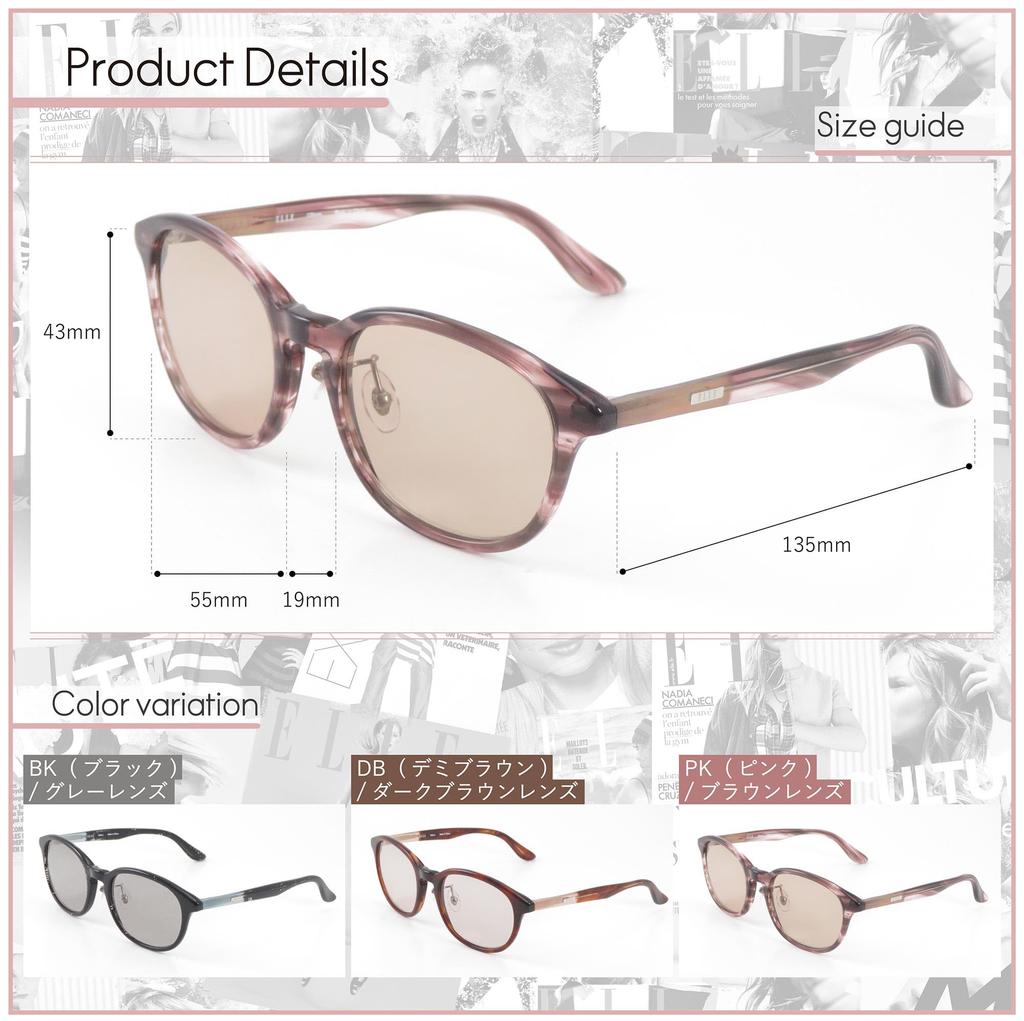 UV For UV EL25841E [ELLE] Women's Sunglasses, Protection, Brand, Stylish, Popular, Driving, Protection, Golf, (Pink)