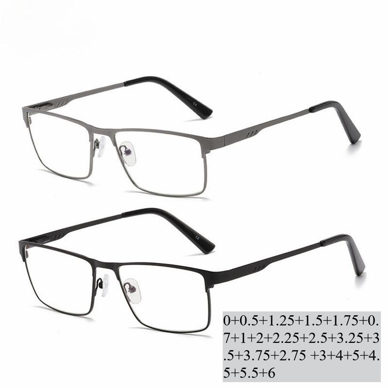 Men Square Metal Large Frame Reading Spring Leg Elderly Presbyopia Glasses Blue Light Blocking Eye Protection Eyeglasses
