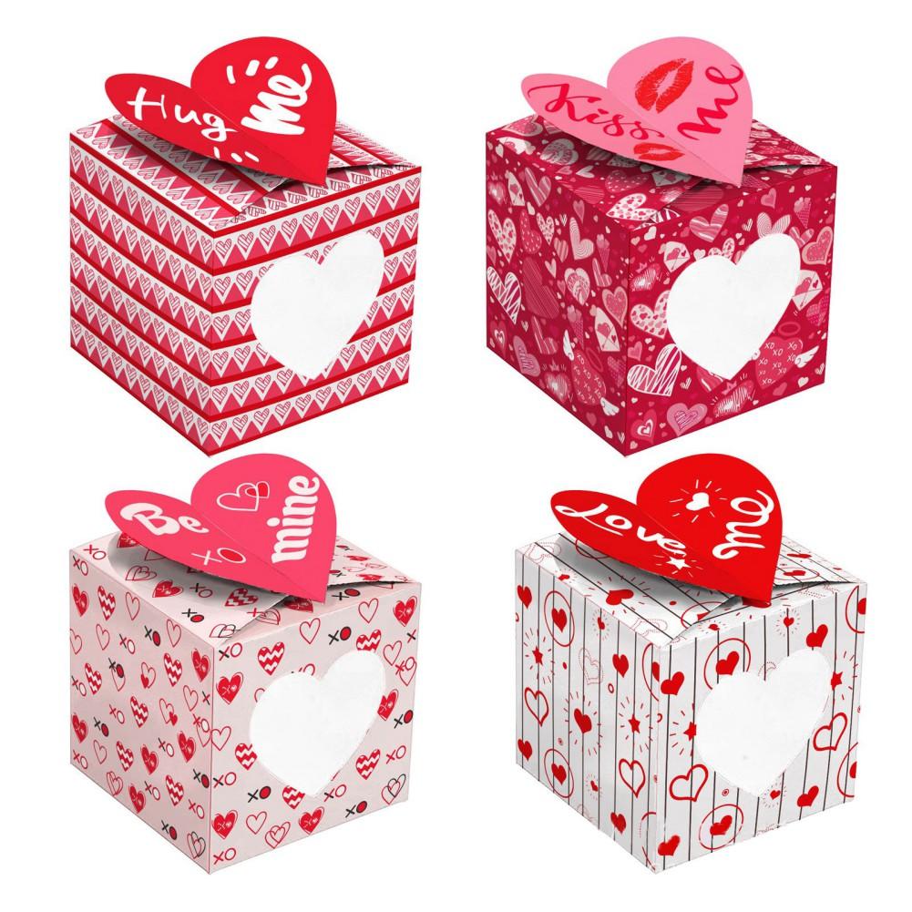 12pcs/lot Valentine's Day Gift Boxes for Biscuit Cookies Heart Express Love Cardboard Packaging Candies Box Wedding Decorations
