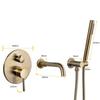Brushed Rose Gold Bathroom Bathtub Mixer Set Hot and Cold Brushed Gold Bath Shower Faucet Wall Mounted Bathtub Shower Faucet Set