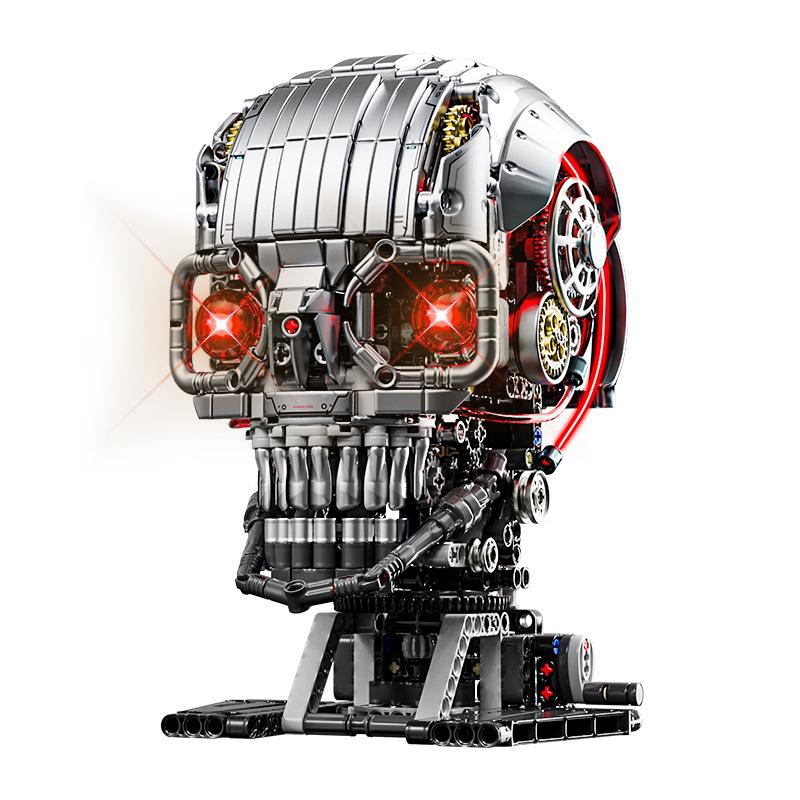 American 13089 Mechanical Skull Model, Compatible with Lego Bricks, Assembly Building Block Toy