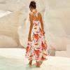 Women's Sexy Standing Neck Sleeveless Printed Dresses Midi Dresses
