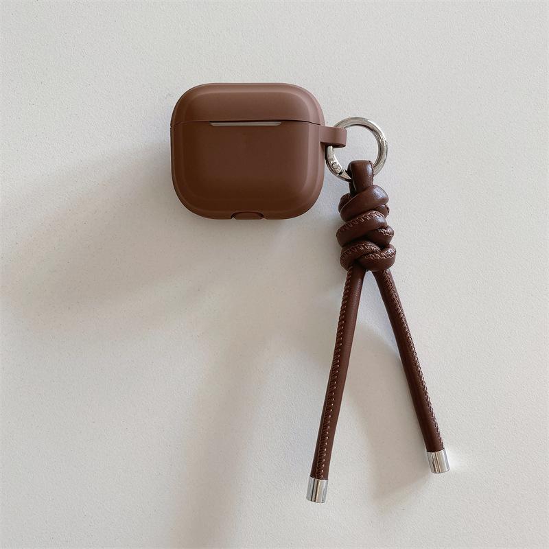 Ins Simple Solid Color Leather Rope for AirPods 1 Generation Protective Cover Second Generation 1 Generation Pro1 Apple Bluetooth Headset Case