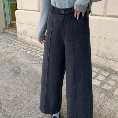 PRASE Sheep Wool Blend Thick Cropped Wide-Leg Pants