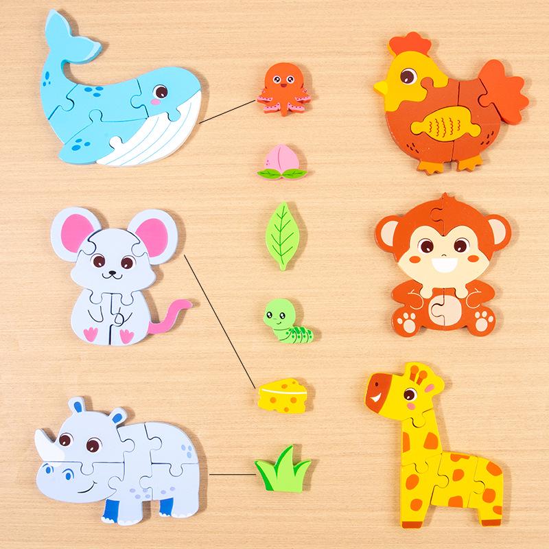 Kids' 3D Animal Food Matching Puzzle Board - Early Learning Educational Toy