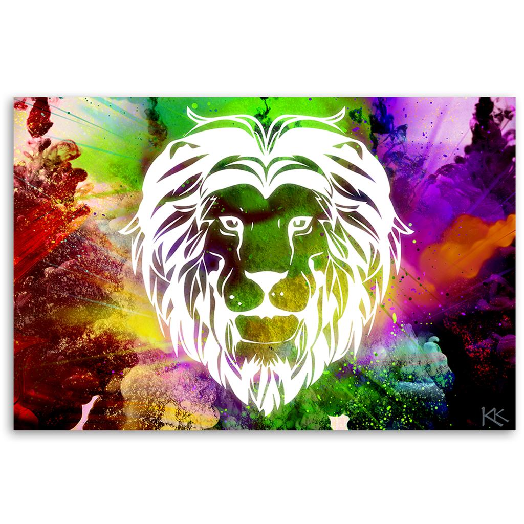 Canvas Print, Colourful Lion Abstract