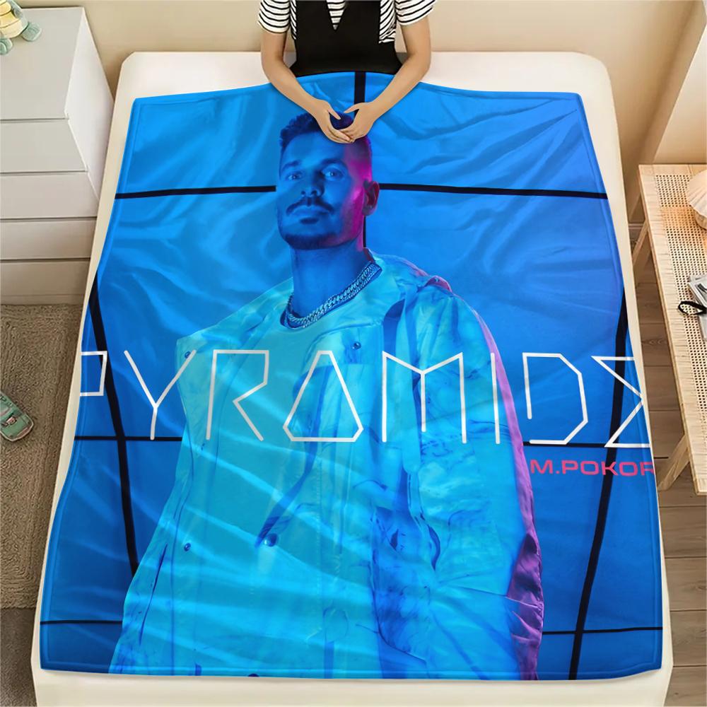 1PC M Pokora Print Flannel Blanket, High quality All Seasons, Home Decor, Warmth and Comfort, Perfect for Christmas Gifts