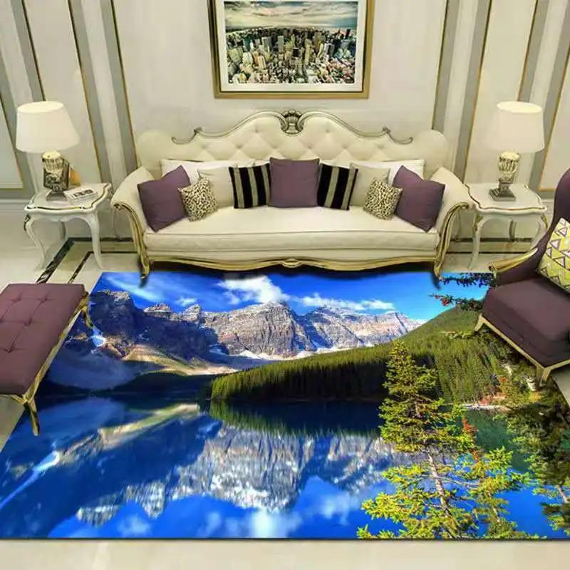 Forest Natural Landscape Carpet Floor Mat Home Decoration Living Room Luxury Lake Non-Slip Bedroom Bedside Table Area Carpets