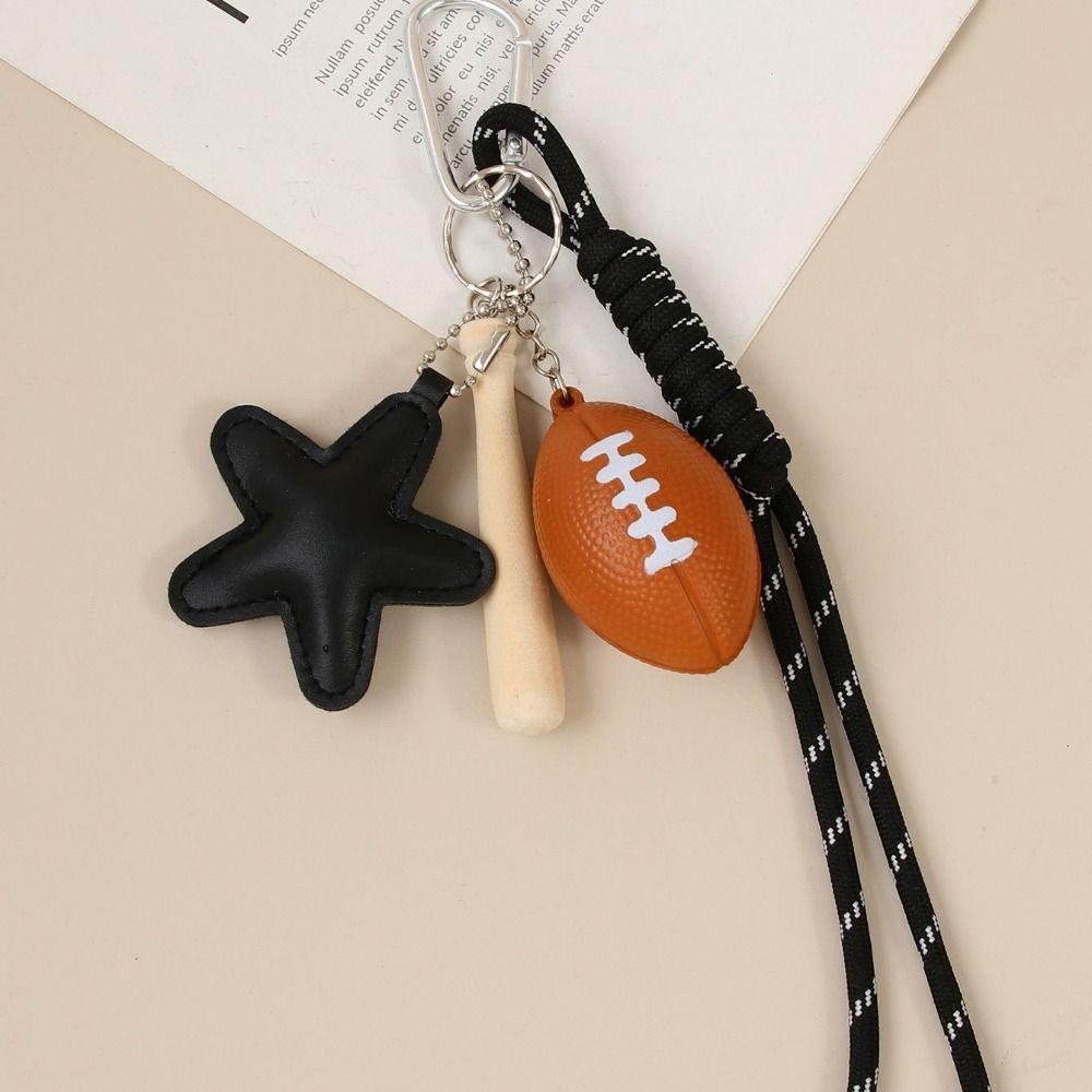 Zinc Zinc Alloy Leather Baseball Pendants PVC Versatile Bag Charm Rugby Tassel Keychain  Friends