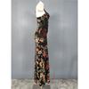 Foreign Trade Order Lu's Home Sling Flocking Flowers Sling Backless Slimming Elegant Fashion Socialite Party Sheath Dress
