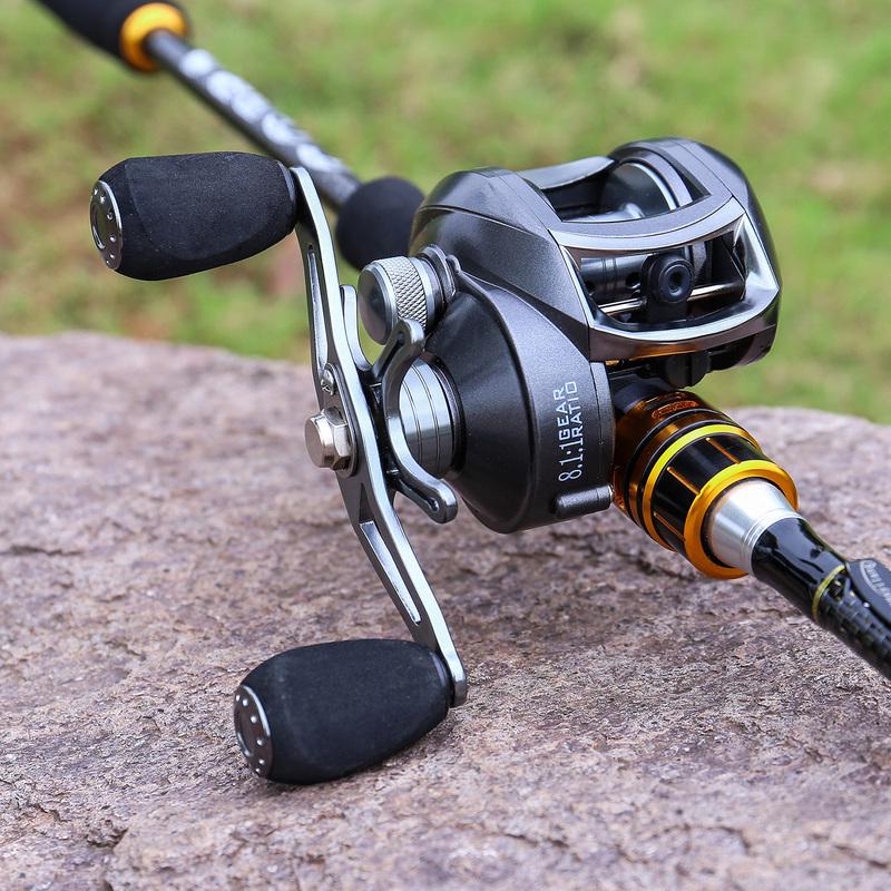 Baitcaster Reel Lightweight Baitcast Fishing Reel - 9.1:1 Gear Ratio With  19+1 Ball Bearings Lightweight Baitcaster