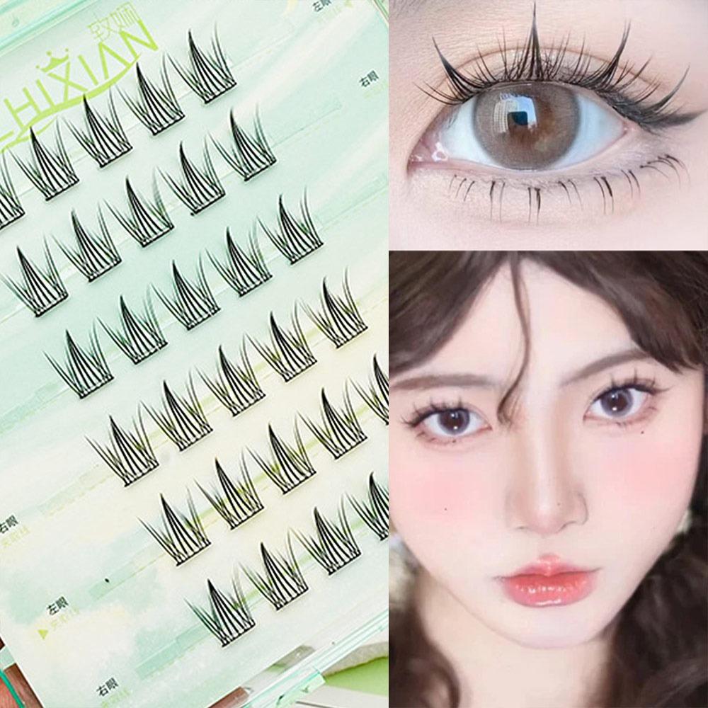 Glue Free Manga Lashes With Jelly Glue Strips 3D False Eyelashes Cat Elf Eyelashes  Party Supplies