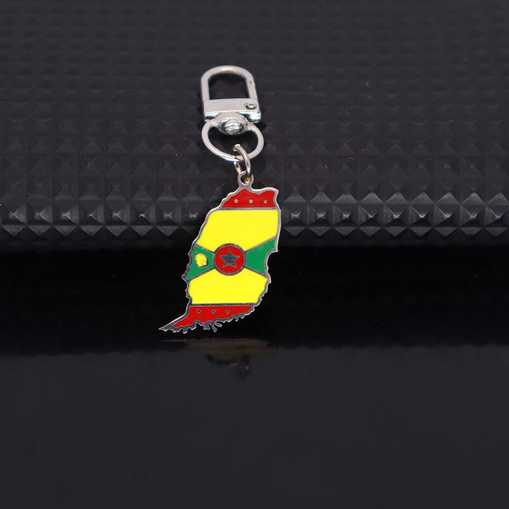 

Retro Grenada Enamel Stainless Steel Keychain - Ethnic Style Accessory for Men and Women серебряный