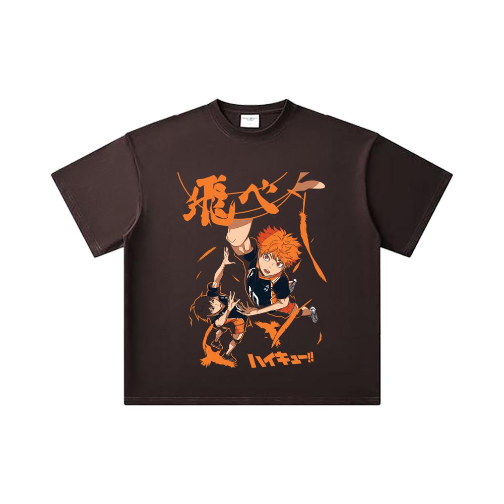 260 GSM Double Yarn 32 Count 100% Cotton Haikyuu V10 Hinata Tobio Print Unisex Heavy Cotton T Shirt